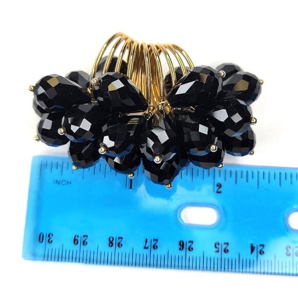 Swaroski Crystal Ring Flamboyant Unique Black Crystal Bicone Beaded Cluster Ring - Picture 7 of 14